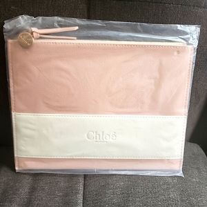 New Chloé Parfums Faux Leather Pouch/Cosmetic Bag with Gold Tone zipper